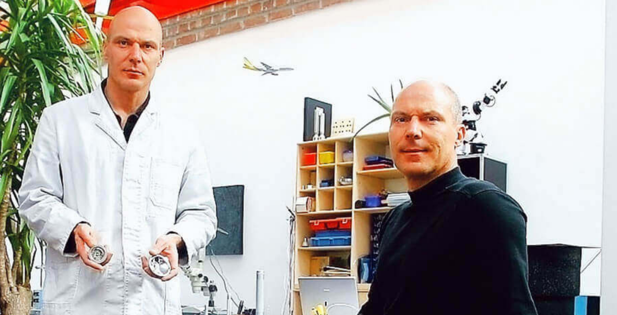 Twin brothers Rainer and Harald Opolka, founders of Ledlenser, in their workshop