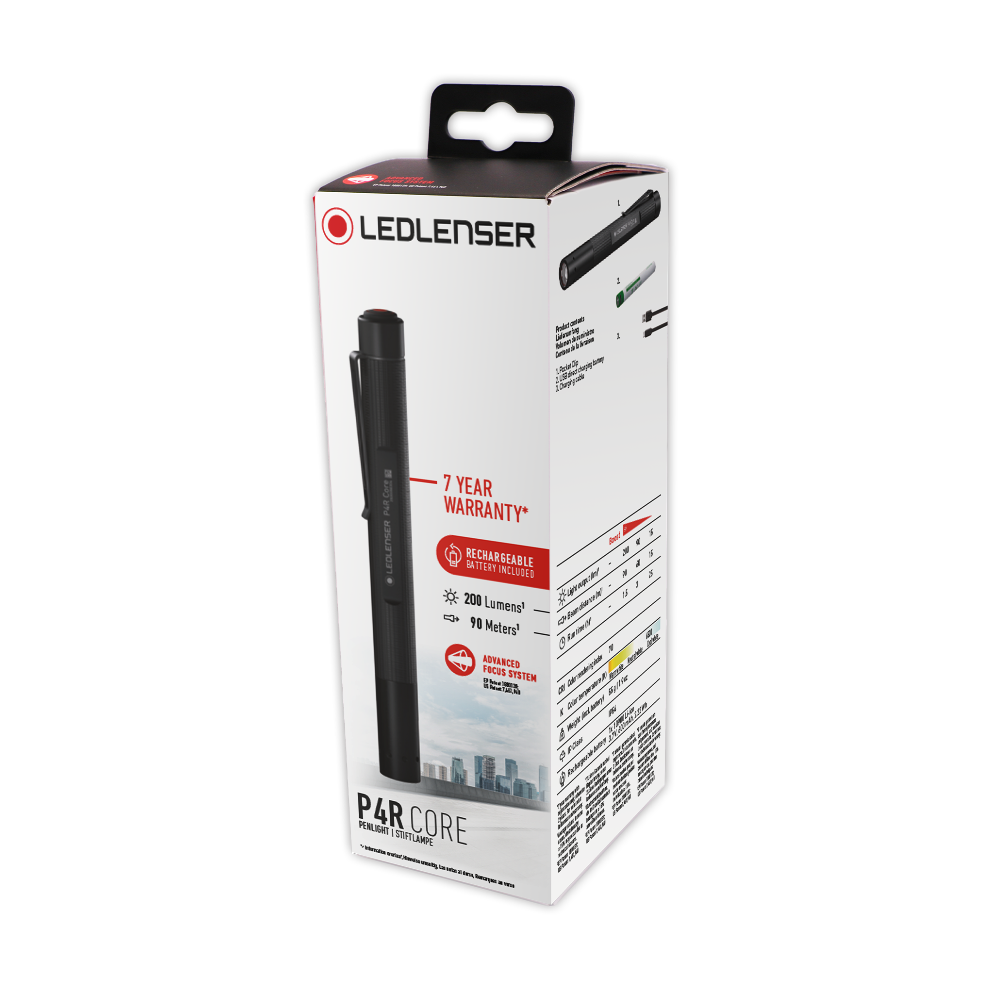 LEDLENSER P2R Core Rechargeable Pen Light, 120 Lumens, Advanced
